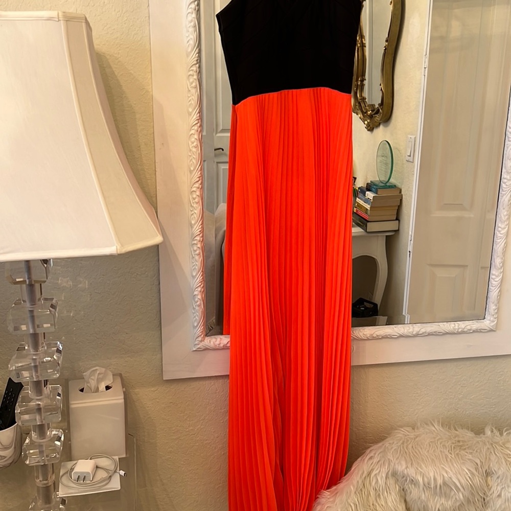 Neon orange and black long summer dress size 3 junior can be worn for formal